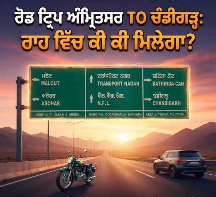 A beautiful scenic drive on the NH 344A highway during an Amritsar to Chandigarh road trip in Punjab.